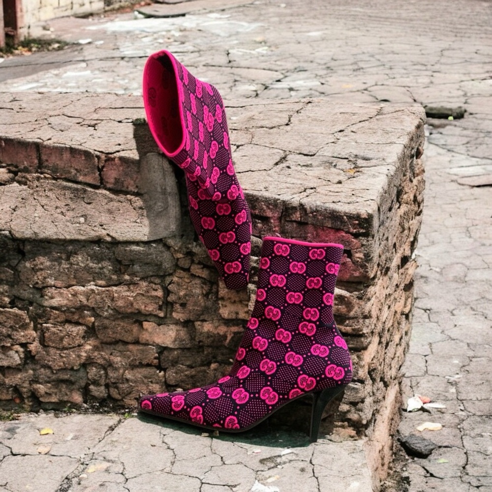 NIB GUCCI GG Jacquard Sock Boots Size 39.5 $1250 - Picture 4 of 8